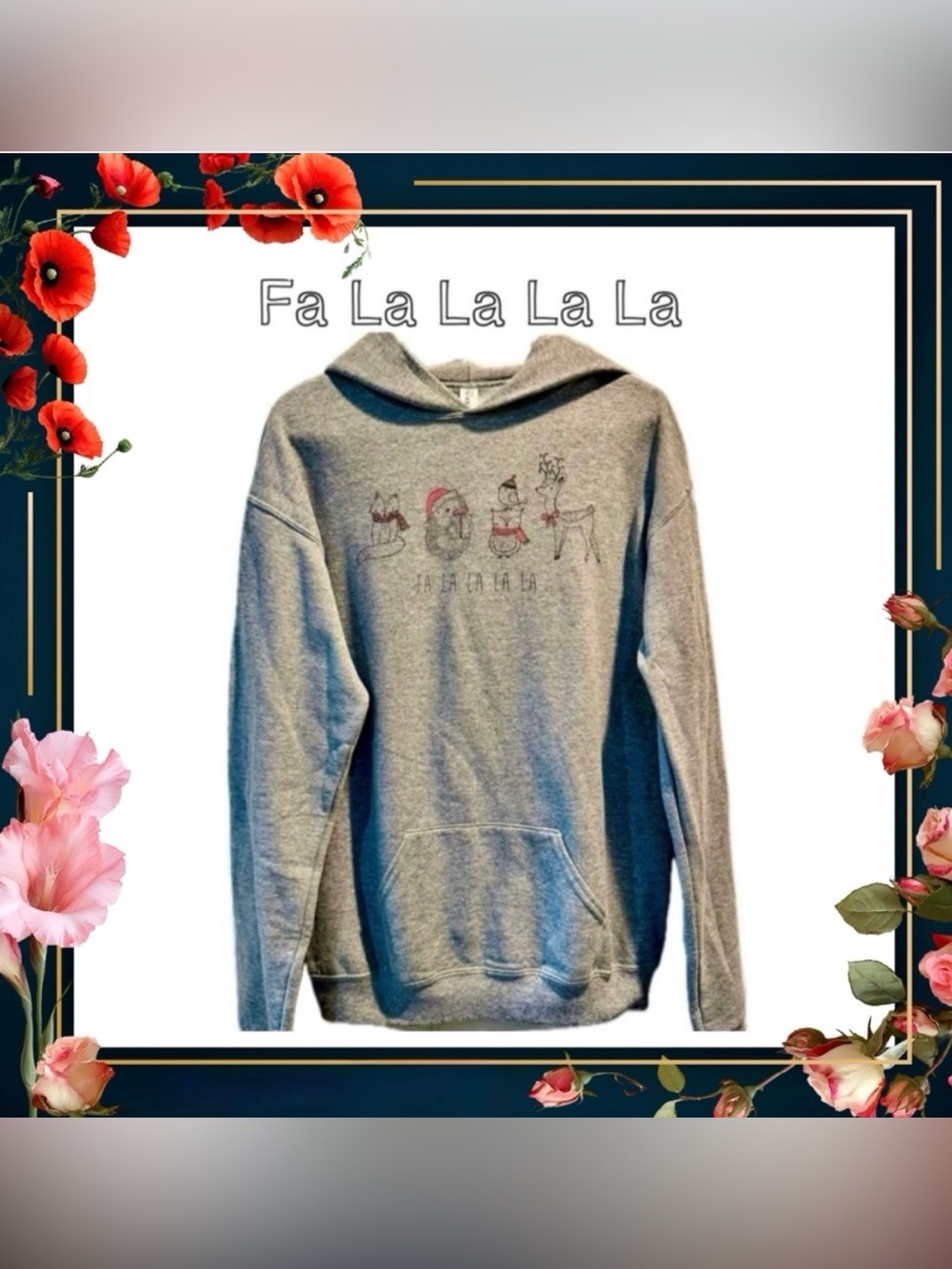 Sweatshirt - Fifth Sun - gray red -Christmas -Women S/M- Youth XL - New no tags